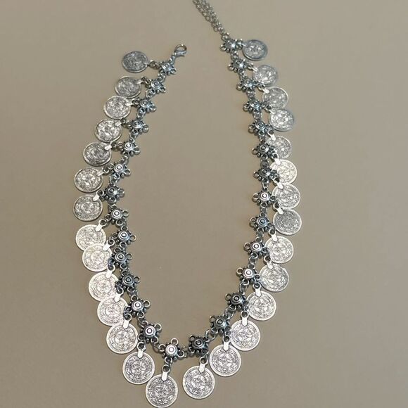 Elegant Silver Coin Necklace #1581 - Picture 3 of 5